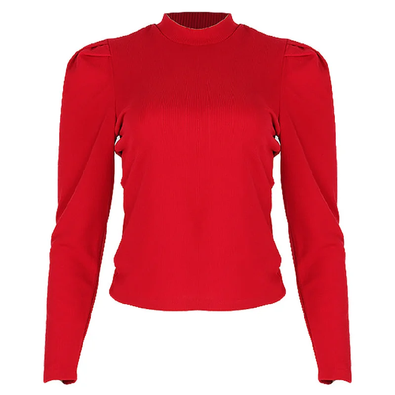 REDTAG Women's Red Formal Jersey Tops