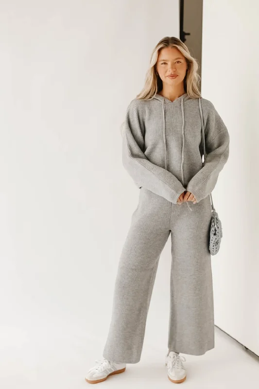 All I Need Hoodie Pullover and Pants Set in Light Grey