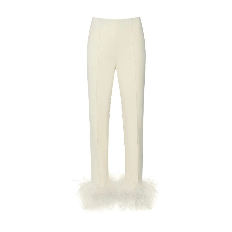 Cream Stretch Scuba Pintuck Pant