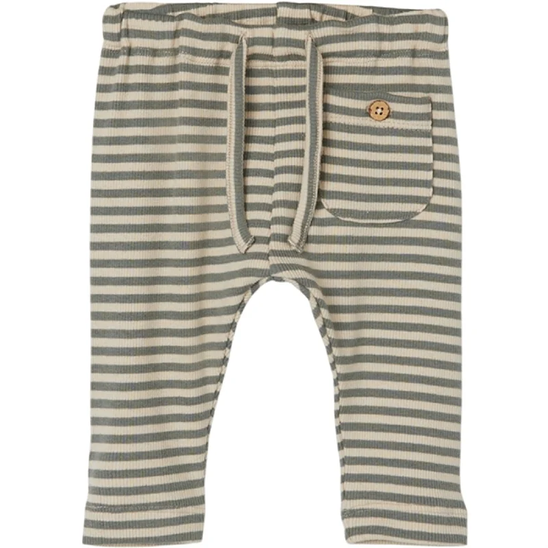 Lil'Atelier Fog Agave Green Stripes Gago Loose Pants Noos