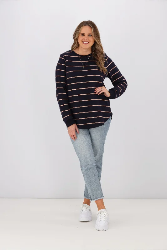 Little White Lie Betty Copper Stripe Crew Navy