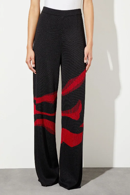 Plus Size Pull-On Wide Leg Pants - Animal Pattern Soft Knit