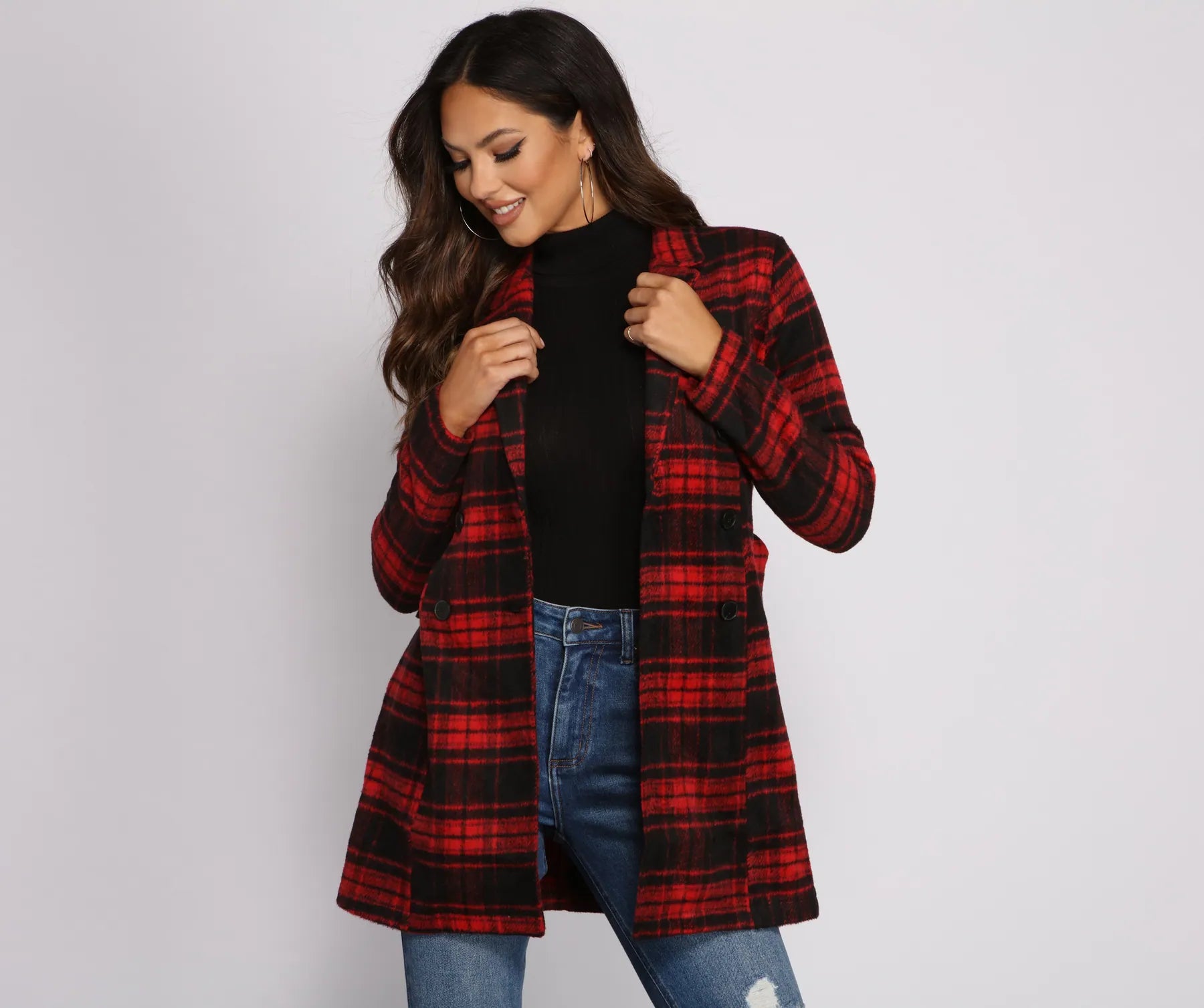 Preppy In Plaid Belted Coat