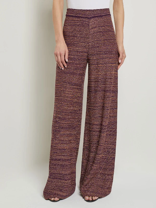 Pull-On Wide Leg Pants - Tweed Knit