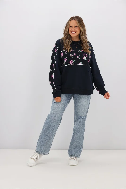 Shine On Label Keira Floral Spliced Crew