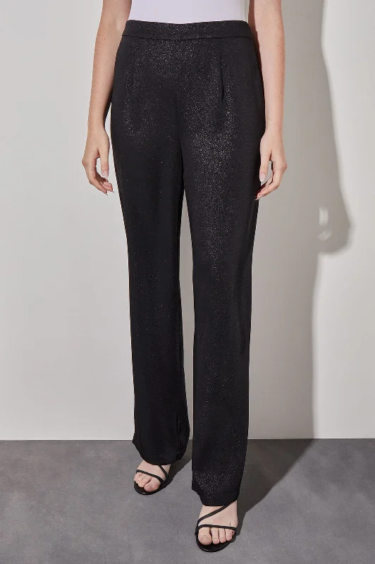 Side-Zip Straight Leg Pants - Shimmer Woven