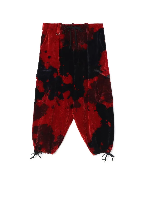 TIE-DYE VELVET BALLOON SILHOUETTE CARGO PANTS