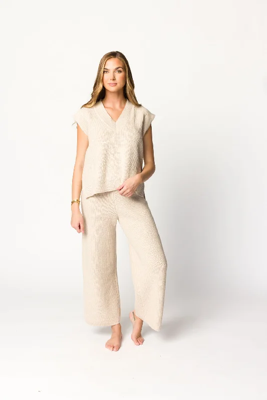 Anna Sweater Vest Top and Pants Set in Beige