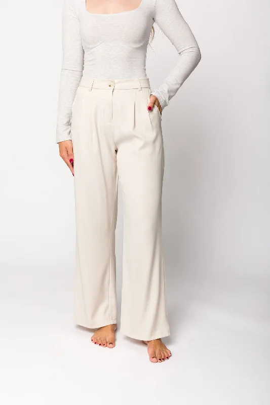 Tasha Wide Leg Tailored Pants in Bone