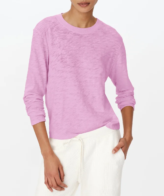 Slub Jersey Long Sleeve Crop Tee - Petunia