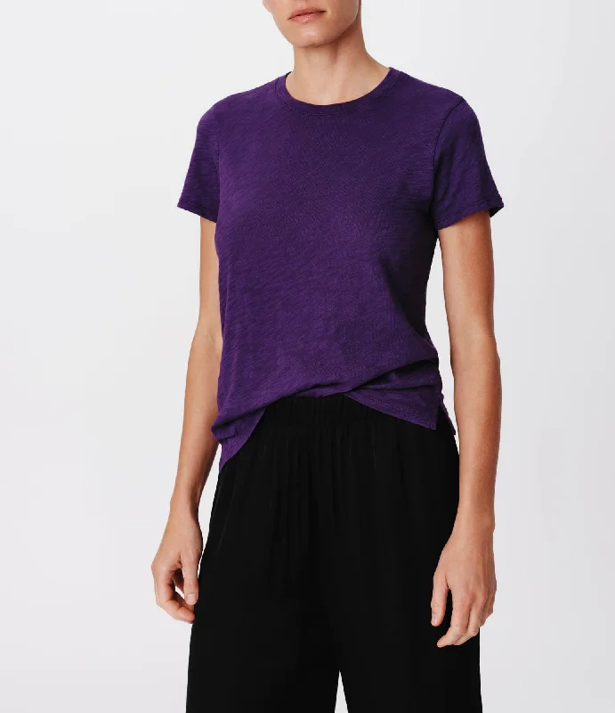 Slub Jersey Schoolboy Short Sleeve Crew Neck Tee - Tanzenite Purple