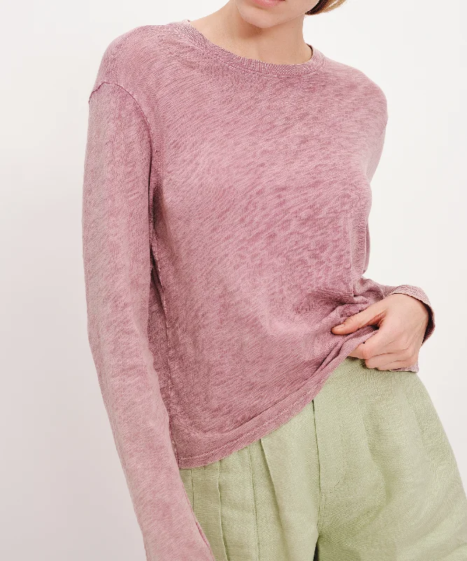 Slub Jersey with Chroma Wash Long Sleeve Crop Tee - Wisty Mauve