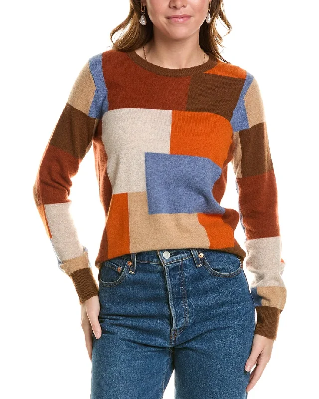 Minnie Rose Patchwork Cashmere Sweater