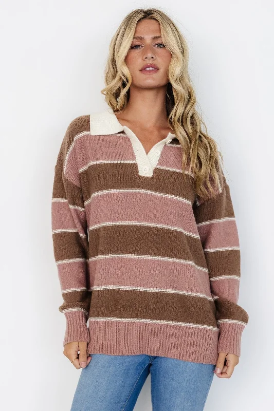 Priya Striped Sweater | Mauve + Mocha