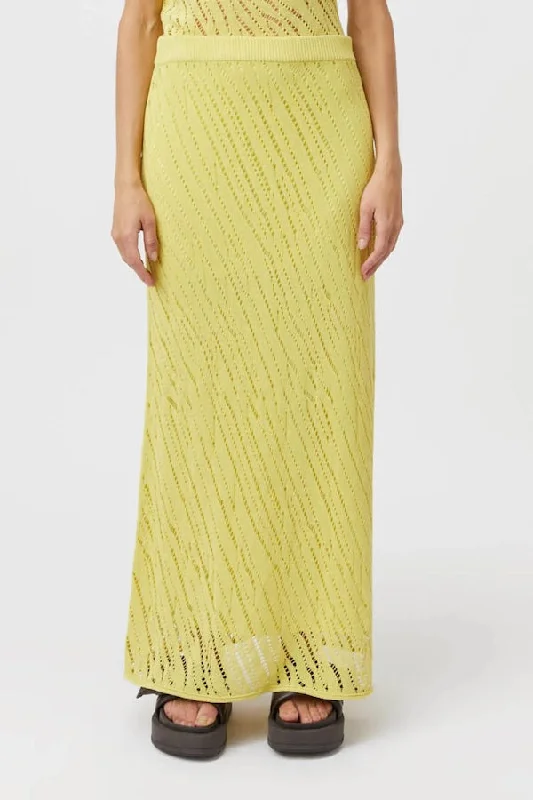 Clover Knit Maxi Skirt Acid Yellow