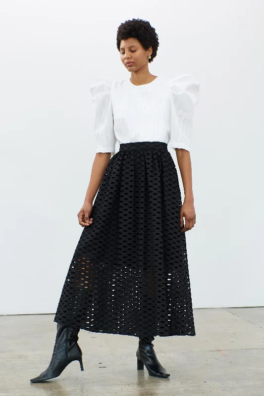 CECELIA Eyelet Cotton Midi-Skirt