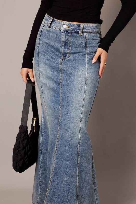 Denim Maxi Skirt High Rise