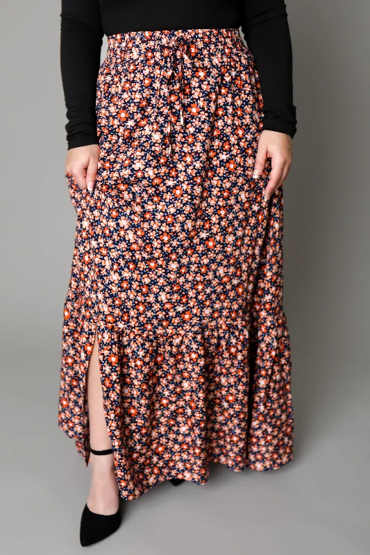 Collins Drawstring Maxi Skirt in Coral Fusion (FINAL SALE)