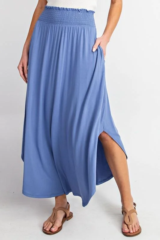 High-Rise Swing Maxi Skirt (Dusty Blue) - FINAL SALE