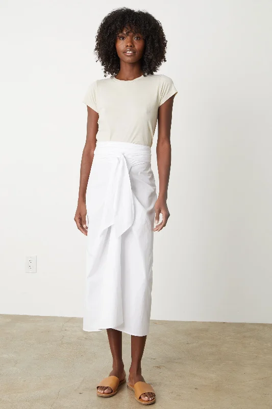 Leena Tie Front Cotton Skirt