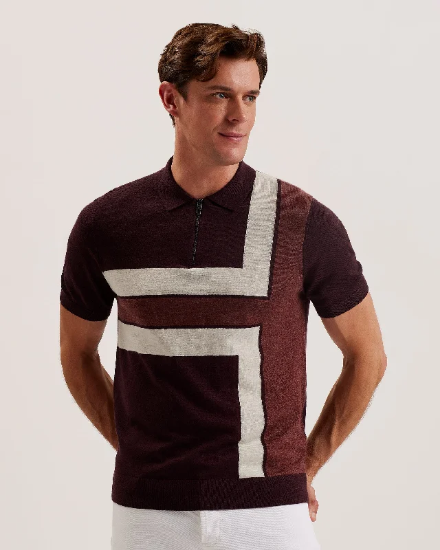 Ambler Ss T Colour Block Polo Maroon