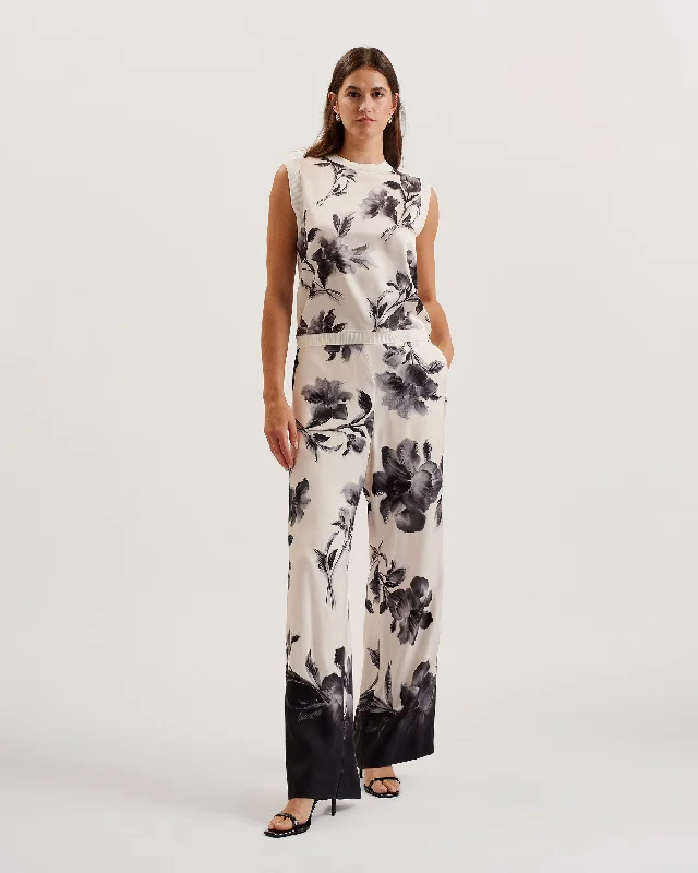 Awyna Printed High Waisted Wide Leg Trouser Black