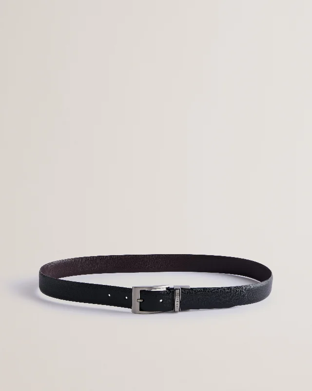 Colier Saffiano Leather Reversible Belt Black