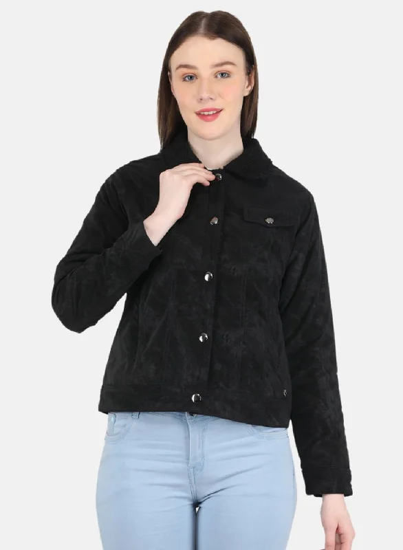 Women Black Printed Jacket