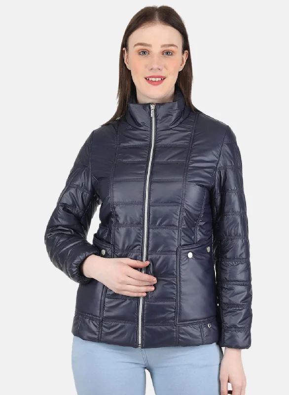 Women NAvy Blue Solid Jacket