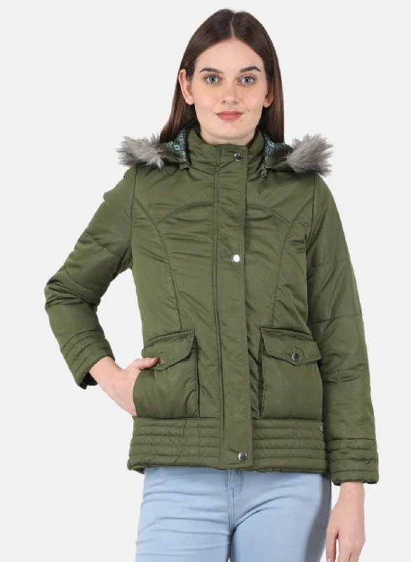 Women Olive Parka Jacket