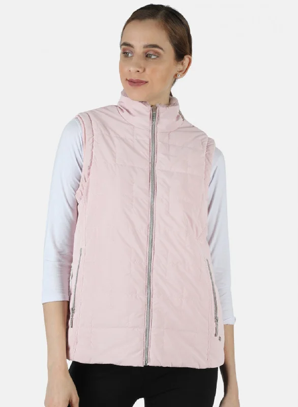 Women Pink Solid Jacket