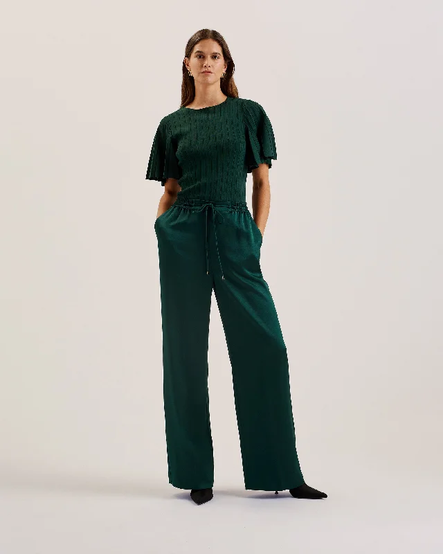 Umaibo Satin Wide Leg Jogger Dk-Green