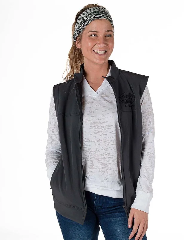 Cowgirl Tuff Womens Stretch Charcoal Nylon Softshell Vest