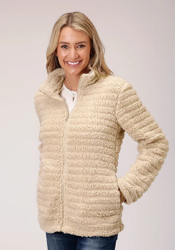 Roper Womens Cream Polyester Faux Mink Fleece Jacket