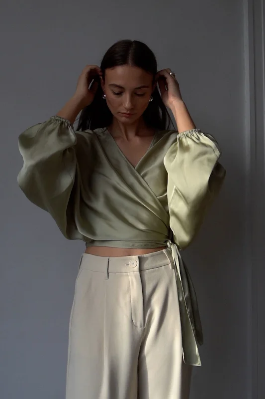 SATIN WRAP BLOUSE