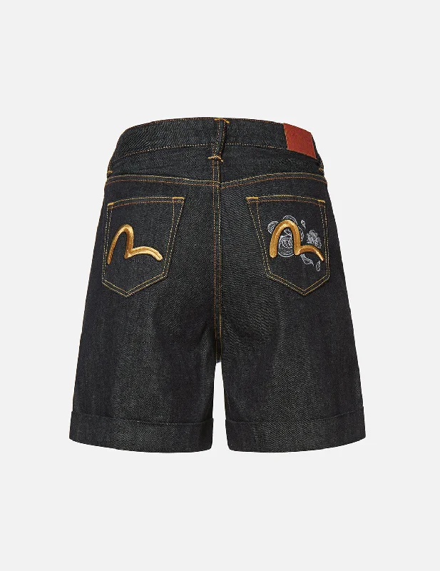 Seagull Embroidery Denim Shorts